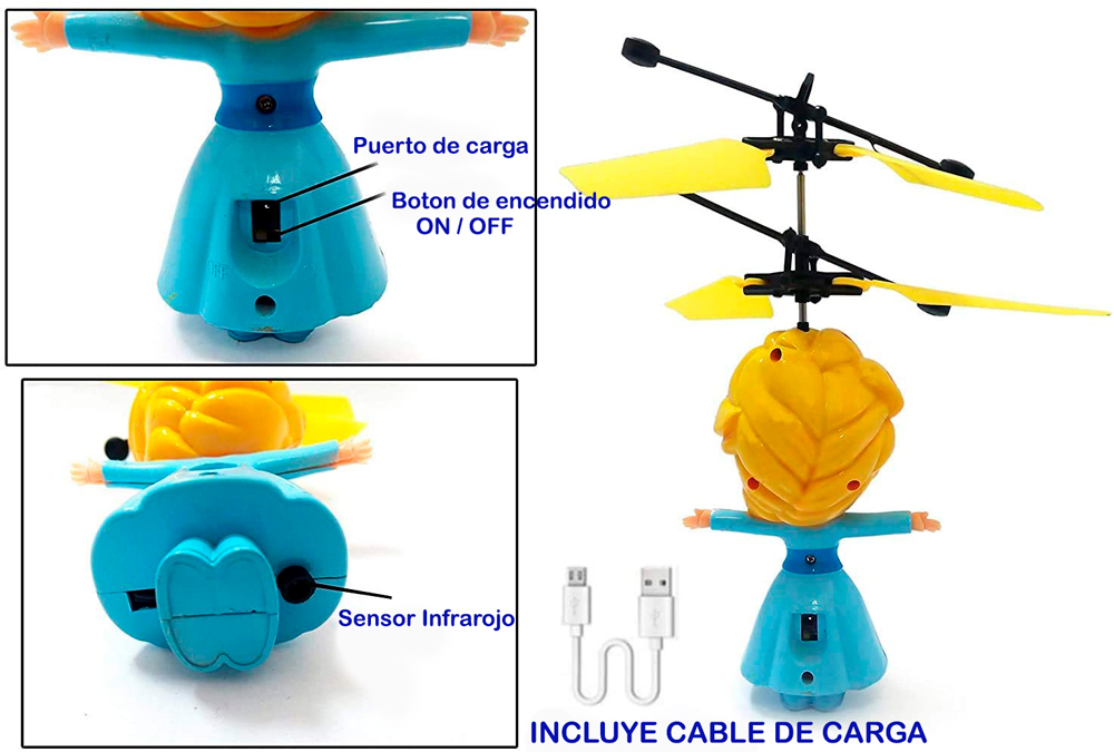 Dron Helicóptero Con Sensor Infrarrojo Operado A Mano Recargable Con USB, Elsa Frozen al por mayor