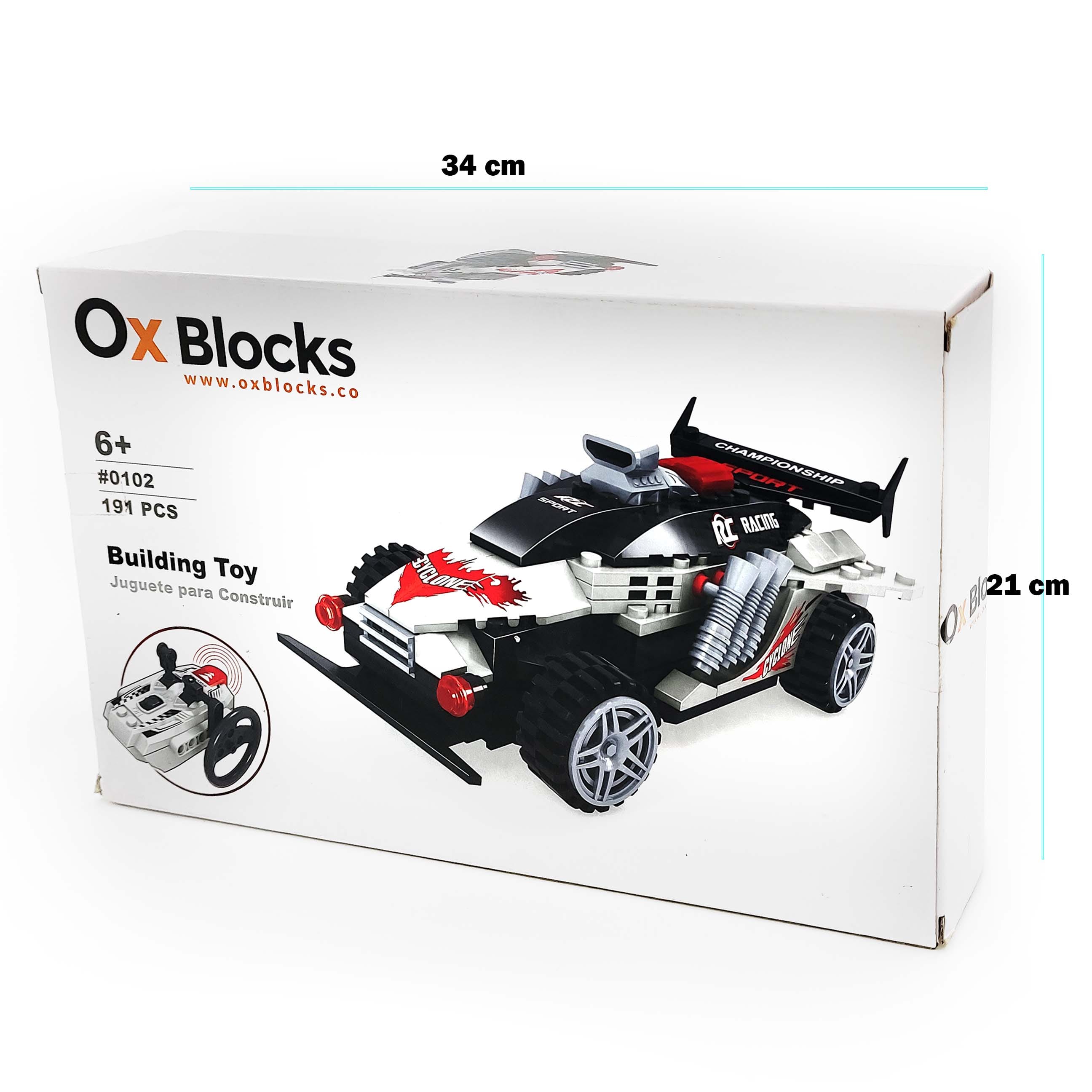 Auto de Carreras con Control Remoto para Armar OxBlocks 0102 - 191 Piezas