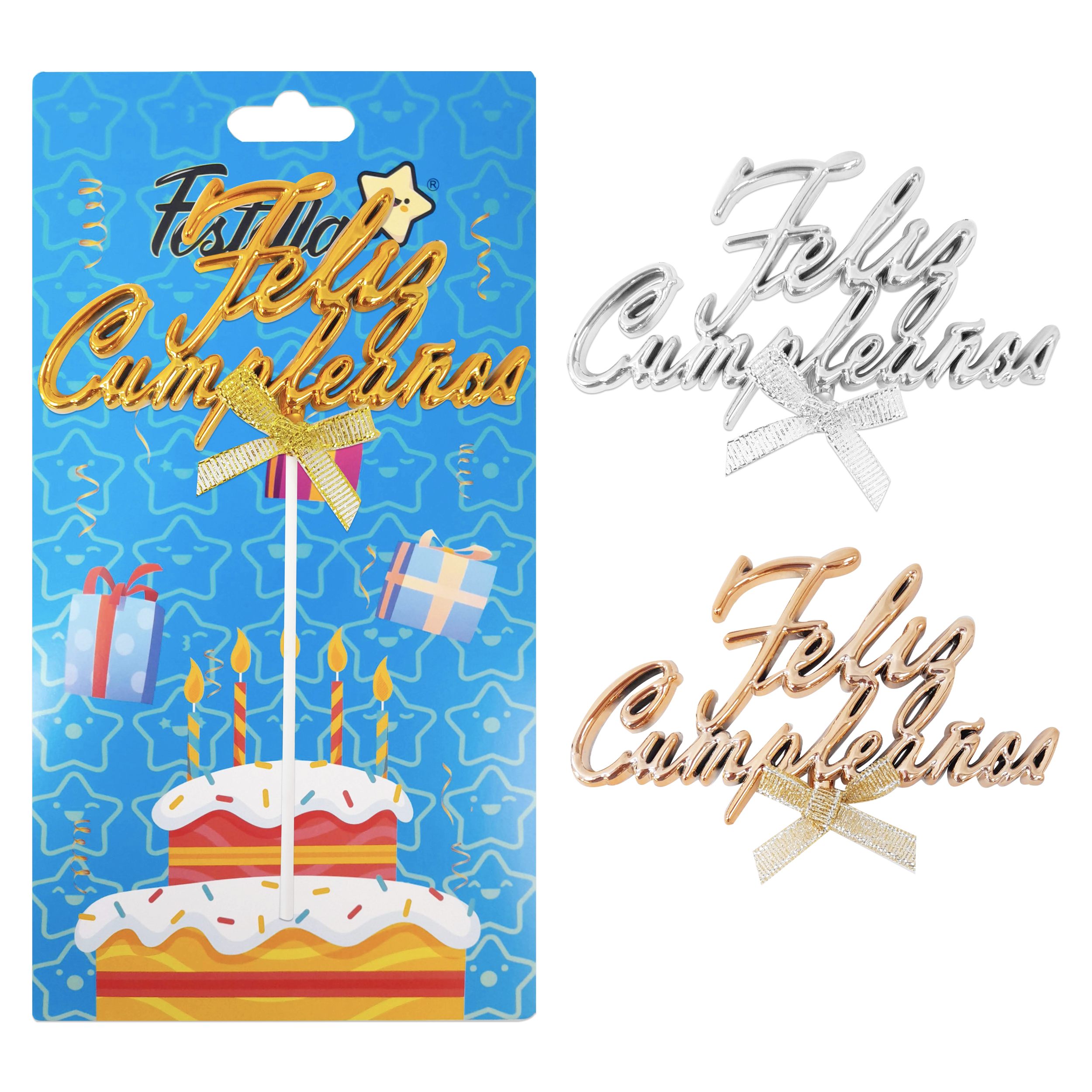 ADORNO PARA PASTEL FELIZ CUMPLEAÑOS CURSIVO