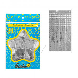 CORTINA DE FIESTA ESPEJO CUADRO PQ PLATEADA