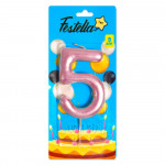 VELA NUMERO 9CM PALO ROSA #5 (CJX12)