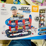SET PISTA DE CARROS CON ESTACIONAMIENTO EN CAJA 59 PIEZAS