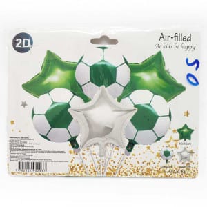 Globos metalizados de balones de Futbol Verde (6 Piesas)