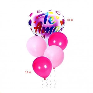 Bouquet de corazón y la frase Te Amo