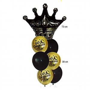 Bouquet X7 de feliz cumpleaños con corona negra