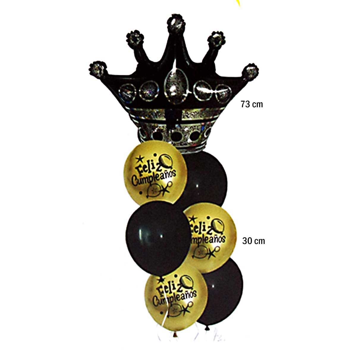 Bouquet X7 de feliz cumpleaños con corona negra