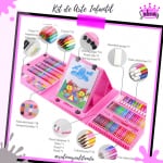 KIT DE ARTE INFANTIL 208 PIEZAS MALETA CON CABALLETE