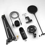 Micrófono profesional con soporte y condensador de ruidos