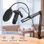 Micrófono profesional con soporte y condensador de ruidos