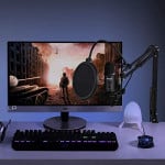 Micrófono profesional con soporte y condensador de ruidos