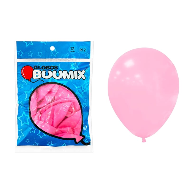 GLOBO DE LATEX LISO ROSADO CLARA R12X12 (PQTX12)´