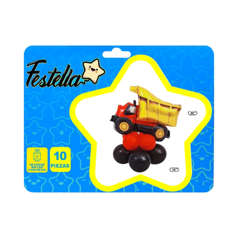 KIT GLOBO CARRO BOMBERO INFANTIL X10;