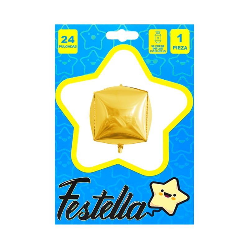 GLOBO CUADRADO 24" DORADO,