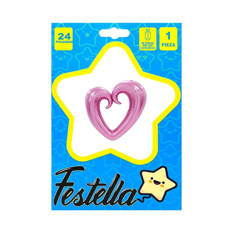 GLOBO CORAZON PALO ROSA 24"