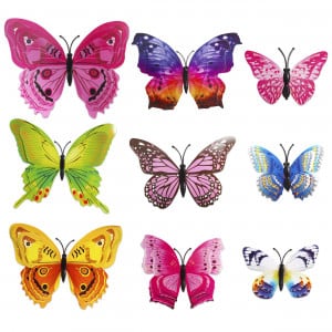 MARIPOSAS DECORATIVAS CON IMAN X12 (PQTX12 XCOLOR)