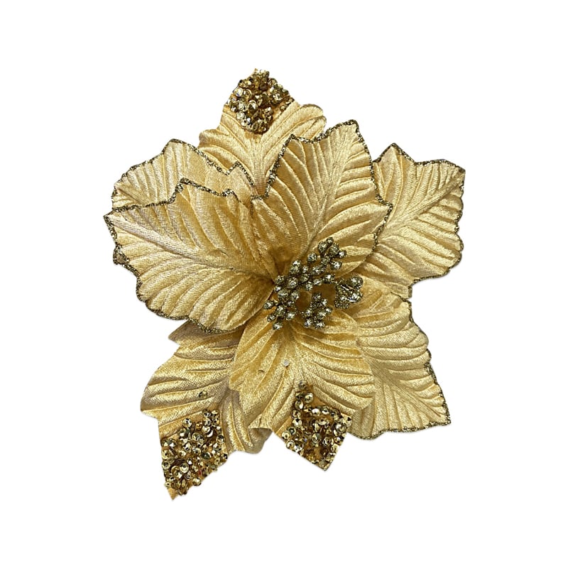FLOR NAVIDEÑA DORADA 23CM (BDJX192)