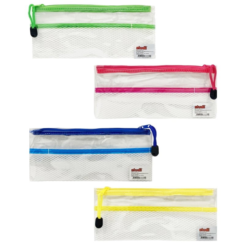 CARTUCHERA TRANSPARENTE (PQT X12 X COLOR)