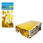 MANTEL FELIZ CUMPLEAÑOS METALIZADO DORADO,