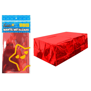 MANTEL DE FIESTA METALIZADO ROJO CLARO (PQTX10)