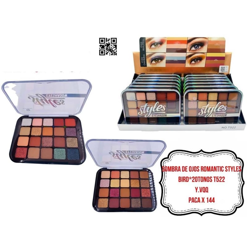 SOMBRA DE OJOS ROMANTIC STYLES BIRD*20TONOS T522
