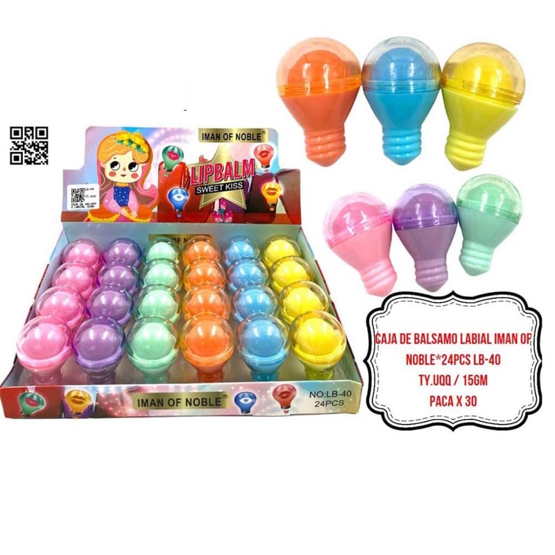 CAJA DE BALSAMO LABIAL IMAN OF NOBLE*24PCS LB-40