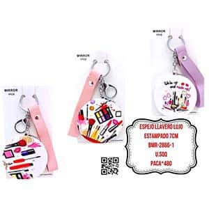 ESPEJO LLAVERO LUJO ESTAMPADO 7CM BMR-2866-1