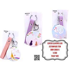 ESPEJO LLAVERO LUJO ESTAMPADO 7CM BMR-2866-5