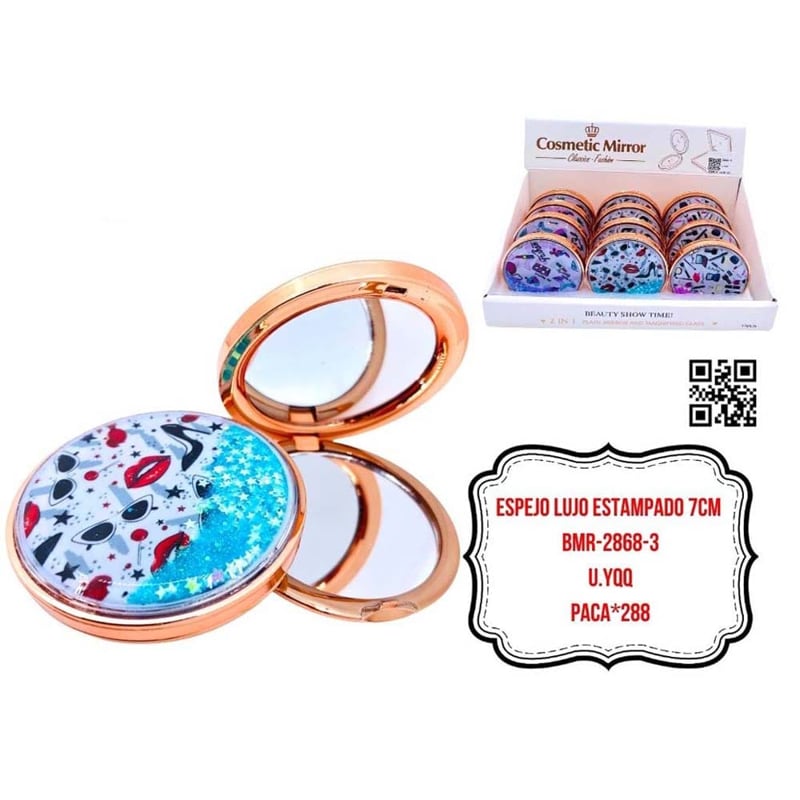 ESPEJO LUJO ESTAMPADO 7CM BMR-2868-3