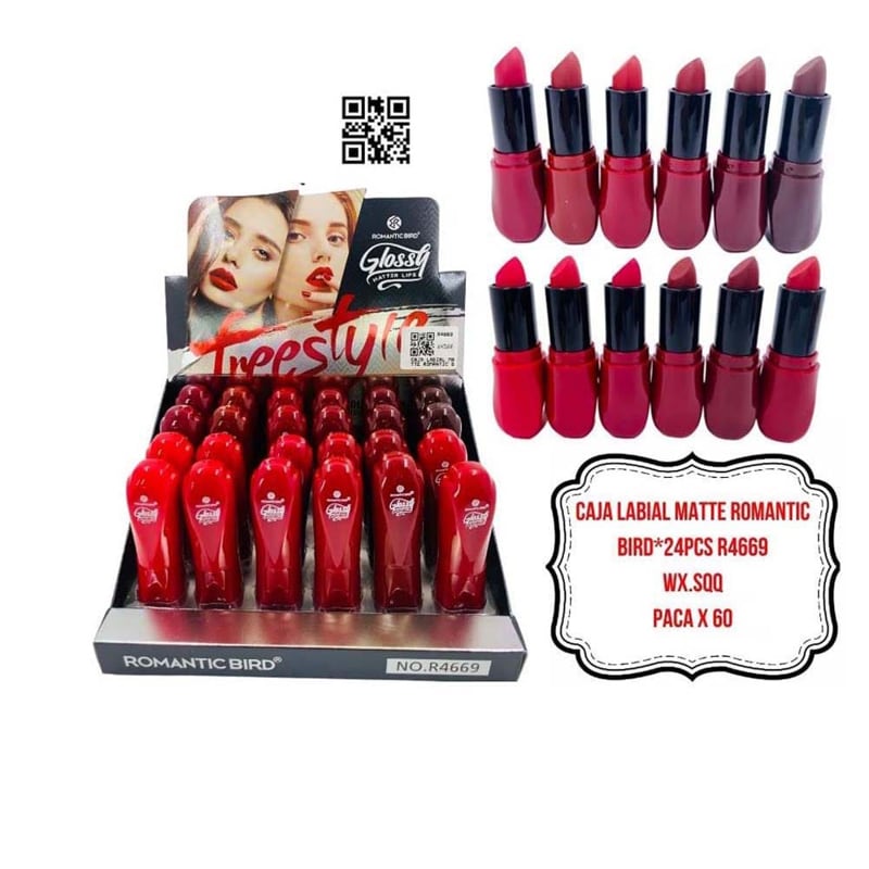 CAJA LABIAL MATTE ROMANTIC BIRD*24PCS R4669