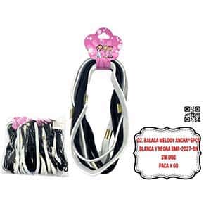 DZ. BALACA MELODY ANCHA*6PCS BLANCA Y NEGRA BMR-2027-BN