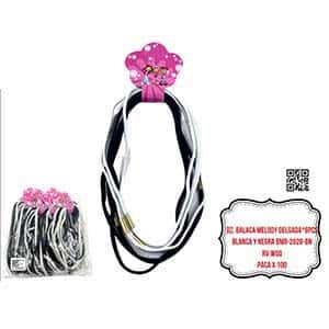 DZ. BALACA MELODY DELGADA*6PCS BLANCA Y NEGRA BMR-2028-BN