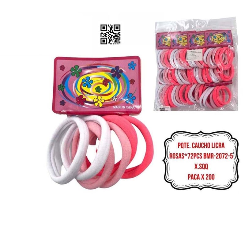 PQTE. CAUCHO LICRA ROSAS*72PCS BMR-2072-5