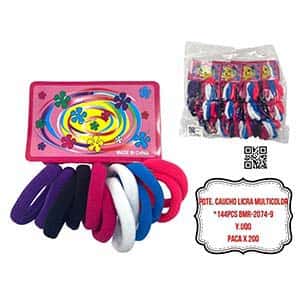 PQTE. CAUCHO LICRA MULTICOLOR*144PCS BMR-2074-9