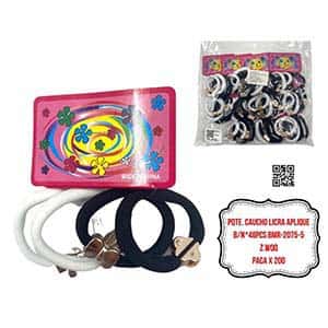 PQTE. CAUCHO LICRA APLIQUE B/N*48PCS BMR-2075-5