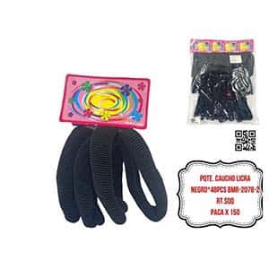 PQTE. CAUCHO LICRA NEGRO*48PCS BMR-2078-2