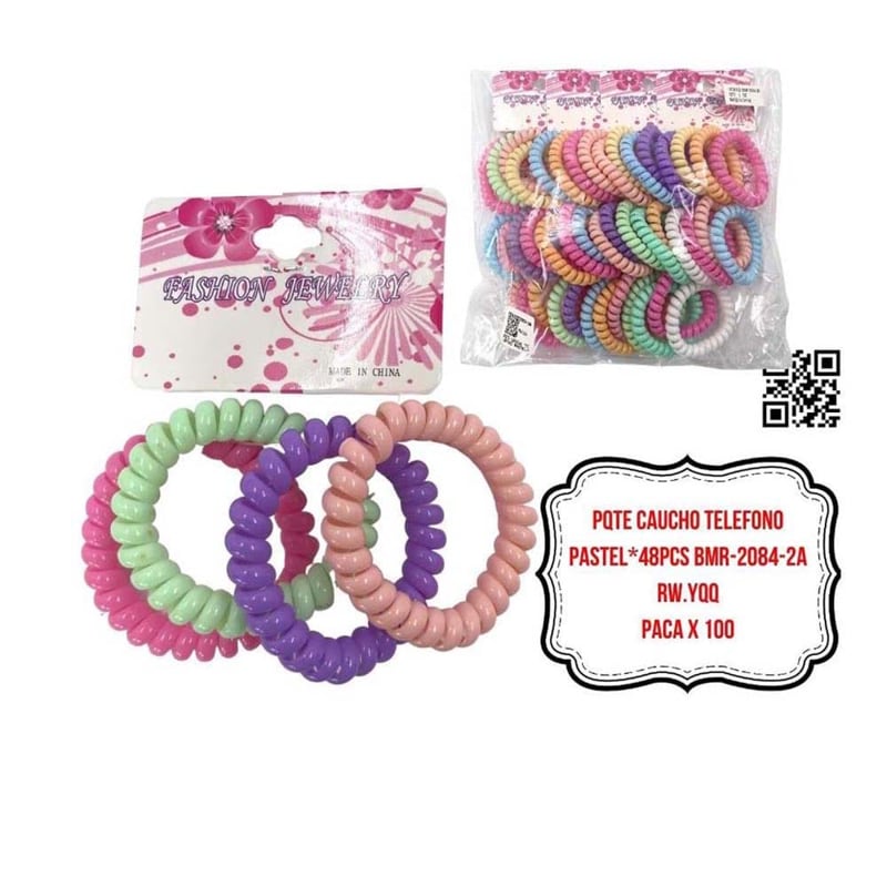 PQTE CAUCHO TELEFONO PASTEL*48PCS BMR-2084-2A