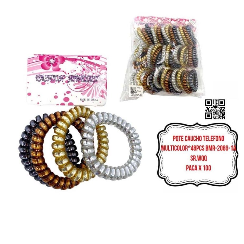 PQTE CAUCHO TELEFONO MULTICOLOR*48PCS BMR-2086-1A