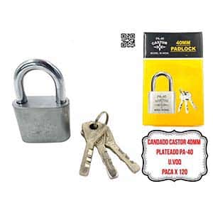 CANDADO CASTOR 40MM PLATEADO PA-40