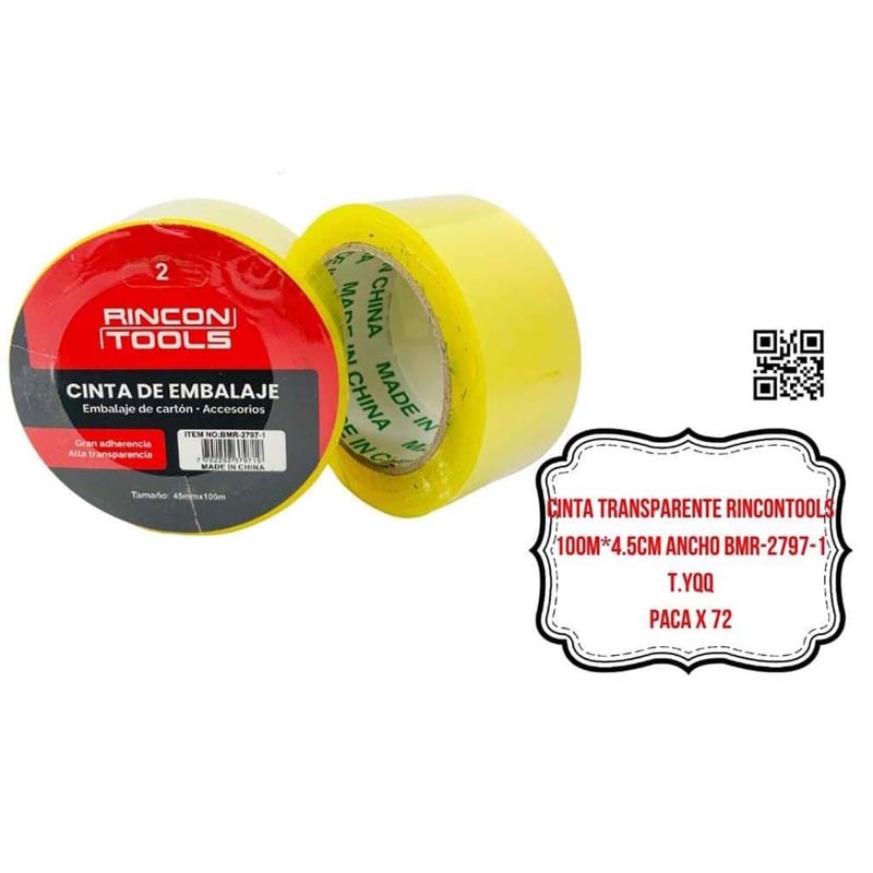 CINTA TRANSPARENTE RINCONTOOLS 100M*4.5CM ANCHO BMR-2797-1