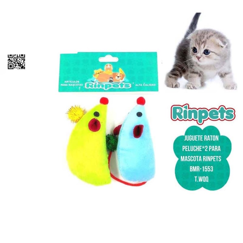 JUGUETE RATON PELUCHE*2 PARA MASCOTA RINPETS BMR-1553