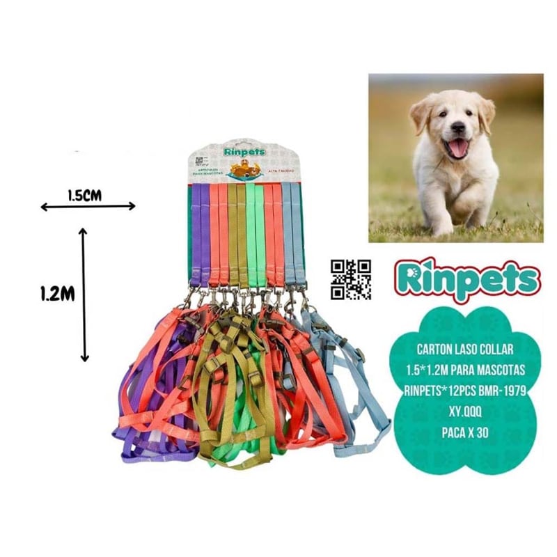 CARTON LASO COLLAR 1.5*1.2M PARA MASCOTAS RINPETS*12PCS BMR-1979