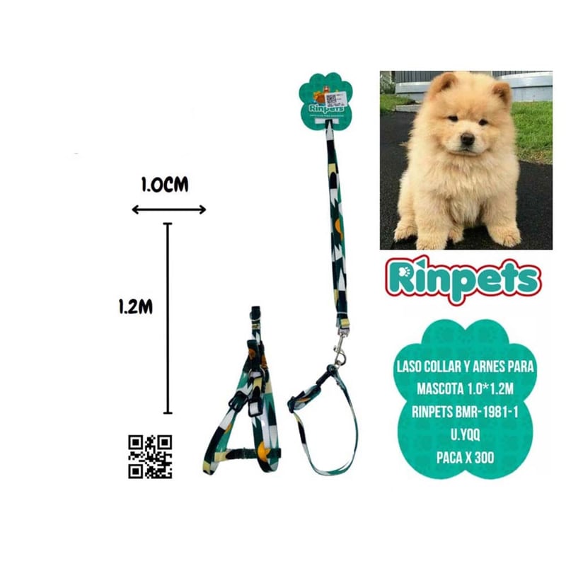 LASO COLLAR Y ARNES PARA MASCOTA 1.0*1.2M RINPETS BMR-1981-1