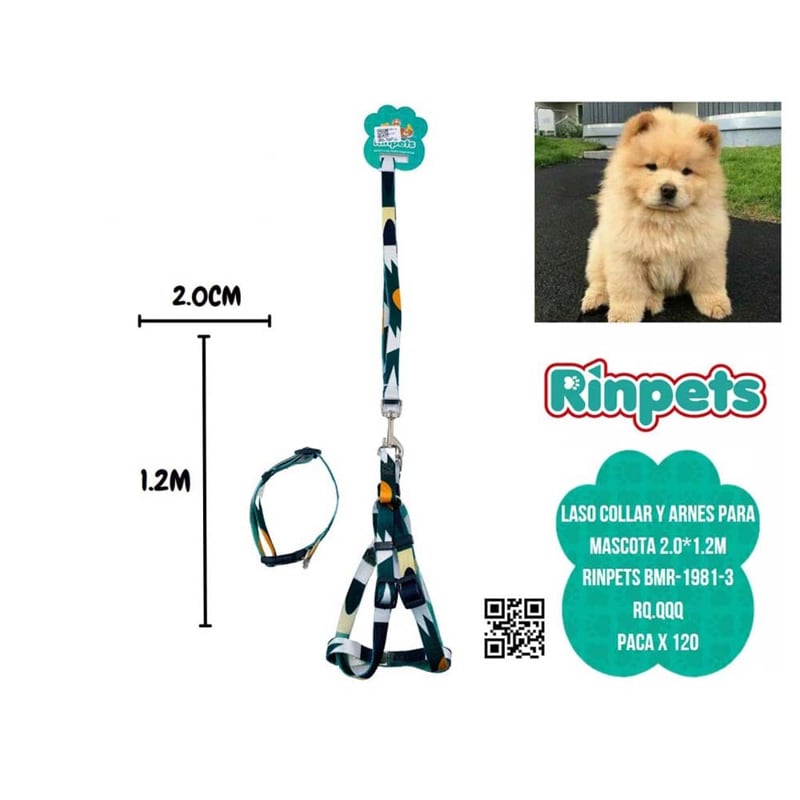 LASO COLLAR Y ARNES PARA MASCOTA 2.0*1.2M RINPETS BMR-1981-3