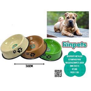 RECIPIENTE METALICO ESTAMPADO PARA MASCOTAS RINPETS 30CM BMR-2022-5