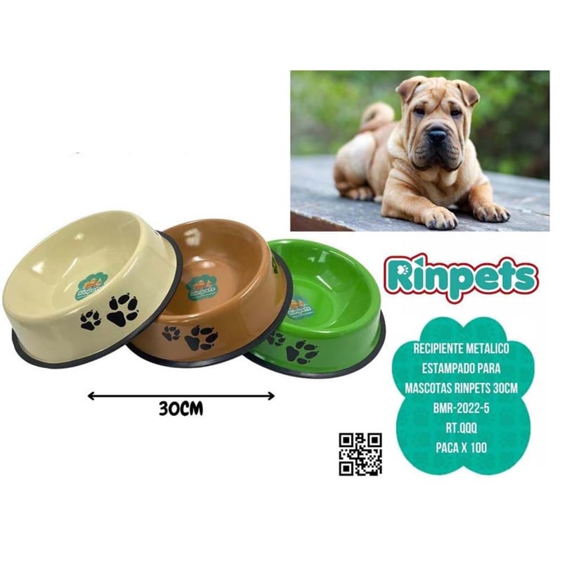 RECIPIENTE METALICO ESTAMPADO PARA MASCOTAS RINPETS 30CM BMR-2022-5