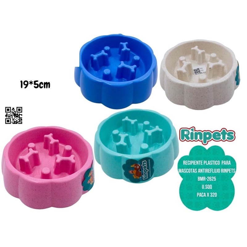 RECIPIENTE PLASTICO 19*5CM PARA MASCOTAS ANTIREFLUJO RINPETS BMR-2625