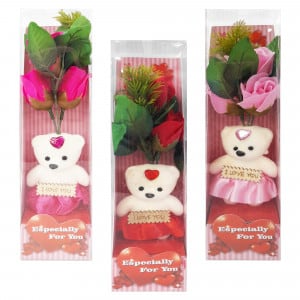 ROSAS CON OSO FELIZ DIA EN BLISTER: