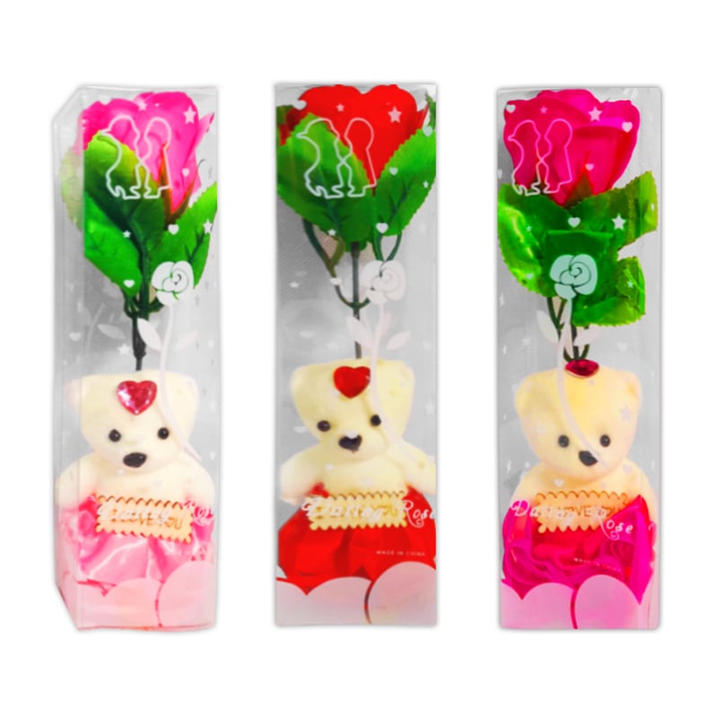 ROSA CON OSO FELIZ DIA EN BLISTER:
