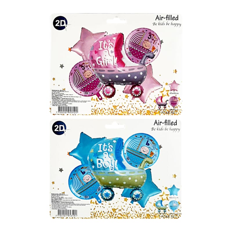 KIT GLOBO BABY SHOWER ROSADO X5(PQTX12)