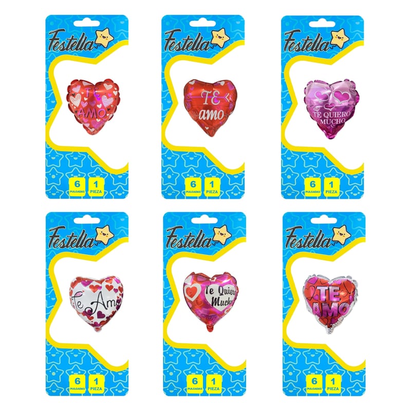 GLOBO CORAZO TE AMO 6".(PQTX25)